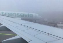 airport, fog, plane