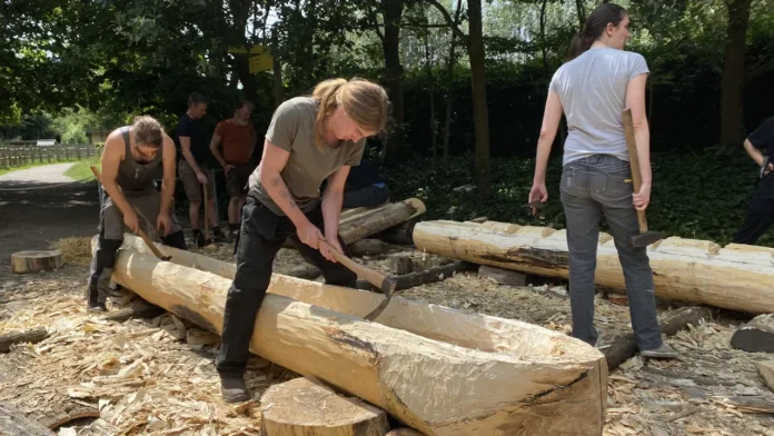 Building a canoe the prehistoric way: 'I have three blisters and a lot of sweat'